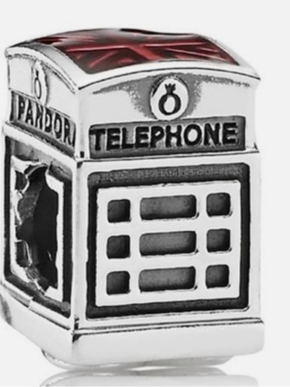 Pandora Red and Silver London Telephone Booth Charm